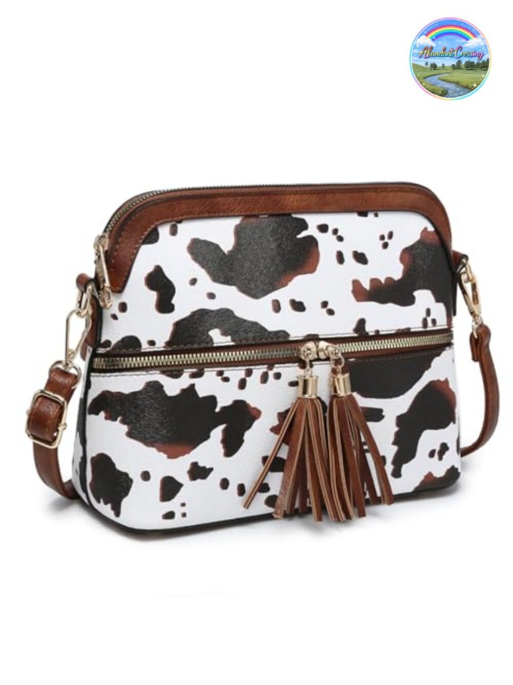 Vegan Leather Crossbody Bag Multi Pocket Tassel Travel Purse